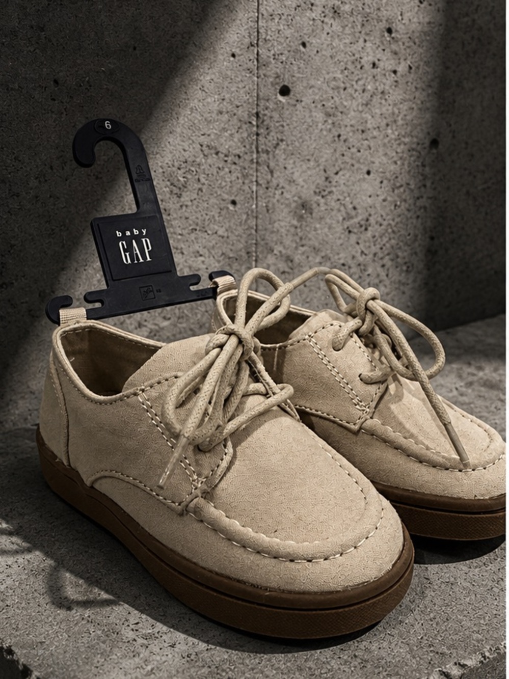 GAP Beige Suede Lace-Up Loafers with Brown Sole